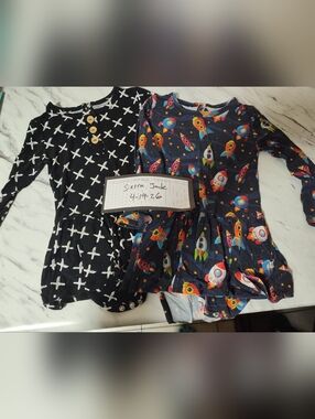 Colorful Rocket and Black Cross Baby Onesies Little Sleepies Size 2T